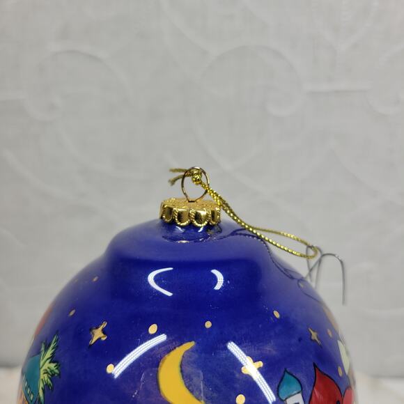 Reverse Painted Glass Ornament Handcrafted 6" Nativity Scene Christmas Village - Picture 3 of 16